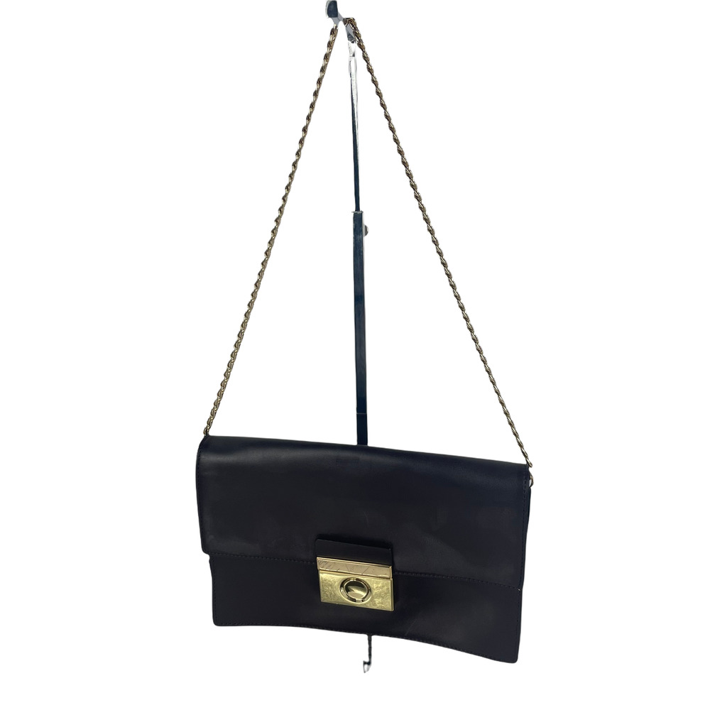 Milly Plum Leather Foldover Envelope Lock Closure Chain Cross Body Bag